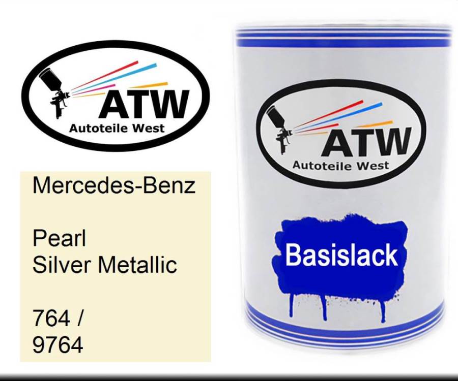 Mercedes-Benz, Pearl Silver Metallic, 764 / 9764: 500ml Lackdose, von ATW Autoteile West.